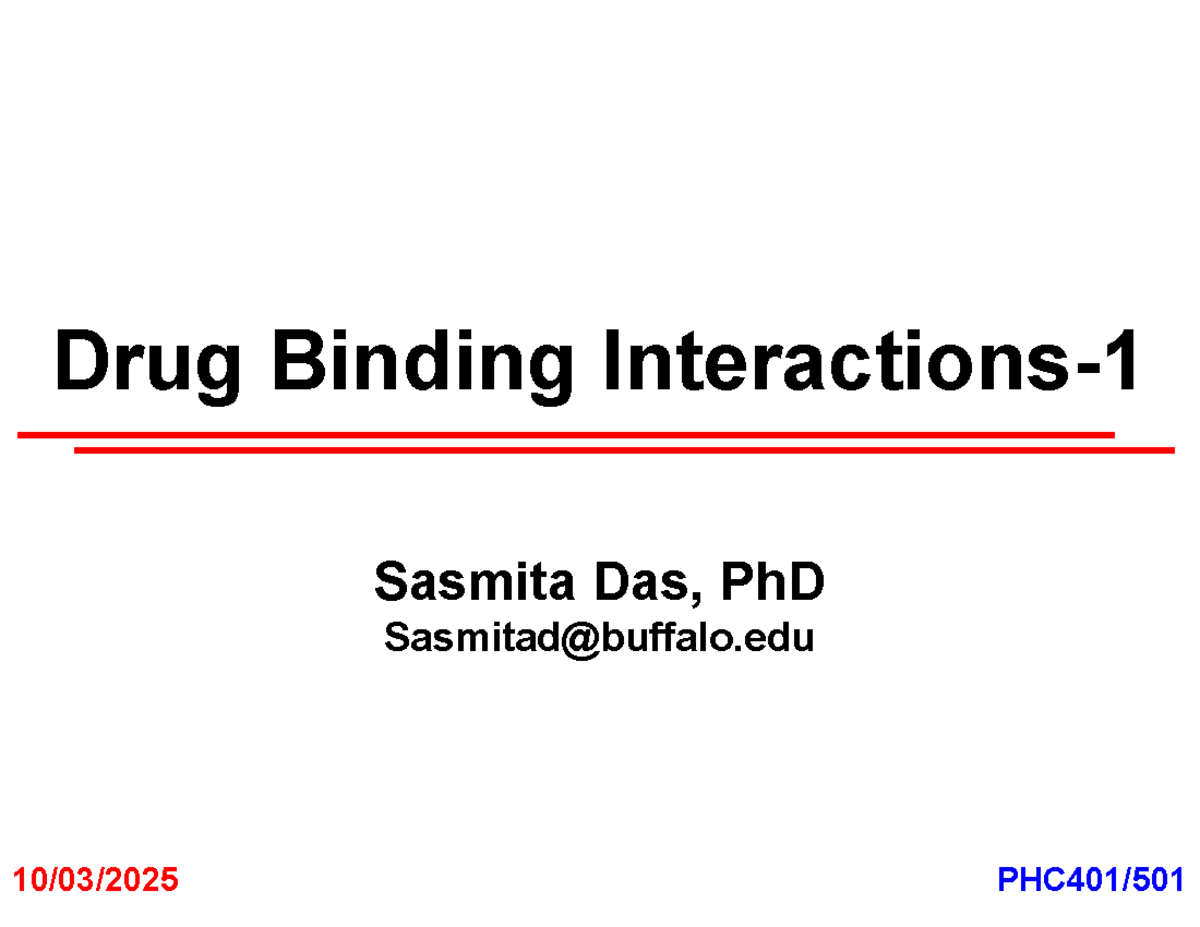 Drug Binding Interactions and Covalent Bonds - PHC401/501 Notes - Studocu