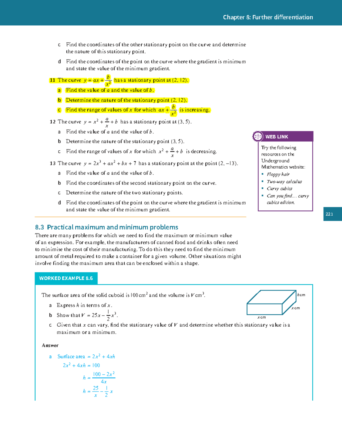 Chapter 8: Further Differentiation in VAS AS & A Level Pure Math-1 ...