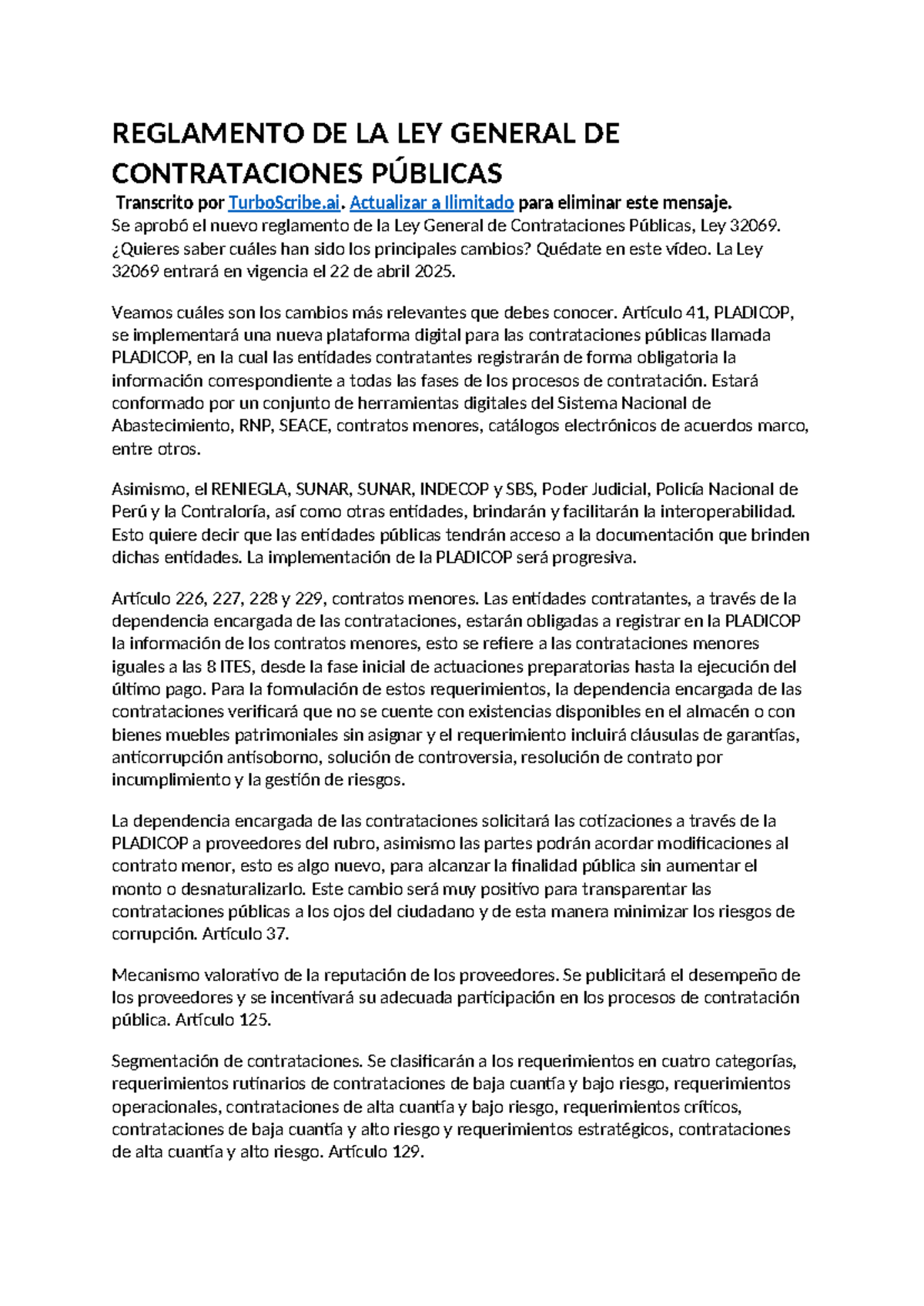 Reglamento Ley 32069 de Contrataciones Públicas: Cambios Clave y ...