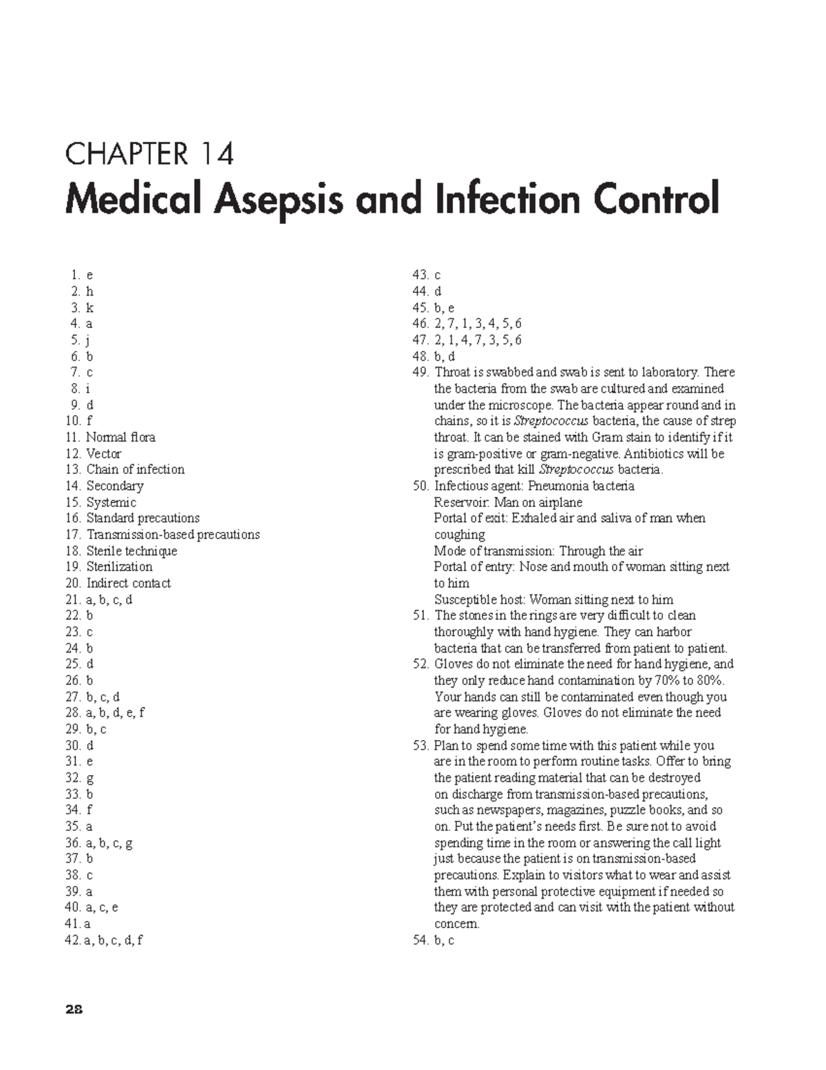 CH 14 Medical Asepsis & Infection Control - Answer Key - Studocu