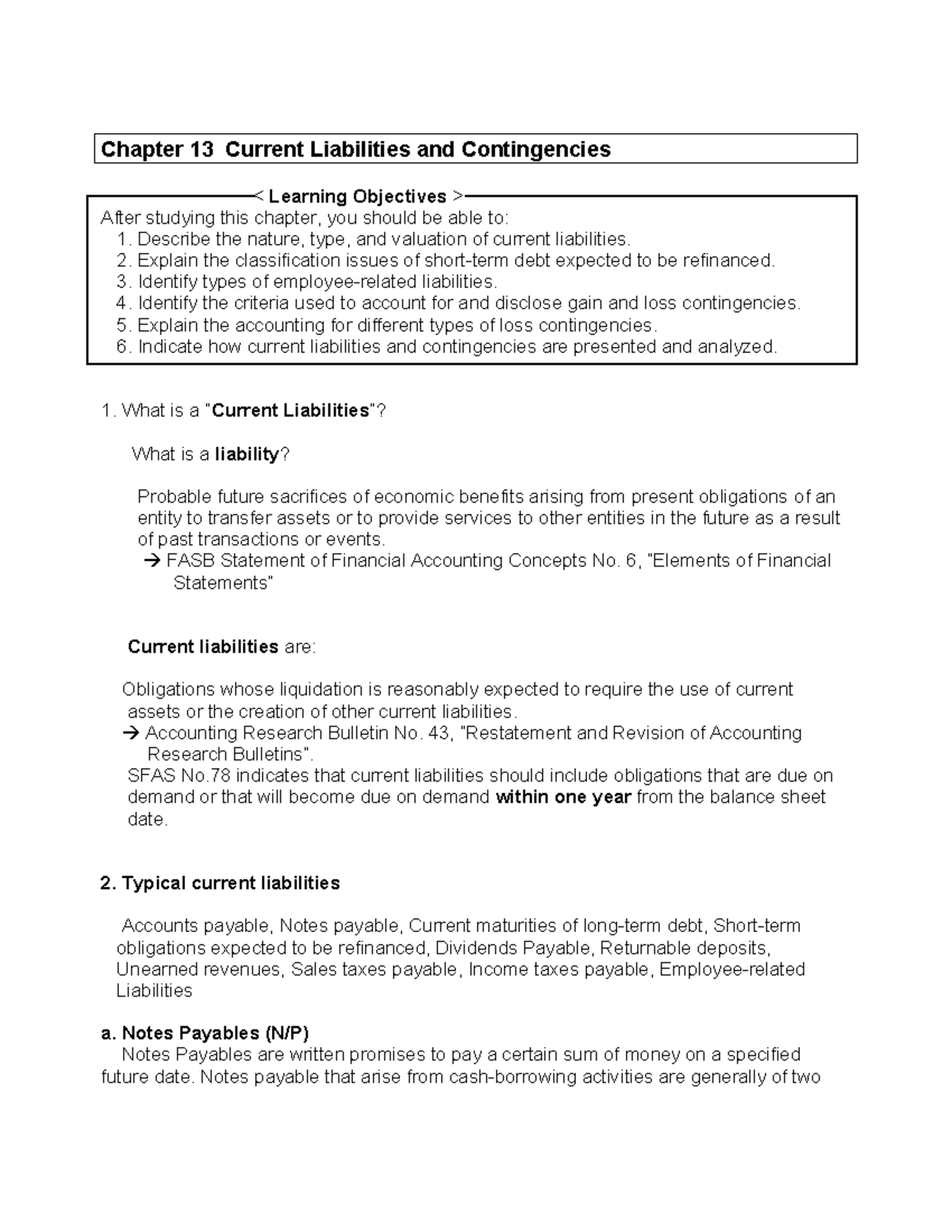 Chapter 13: Current Liabilities & Contingencies Overview (ACC-101 ...