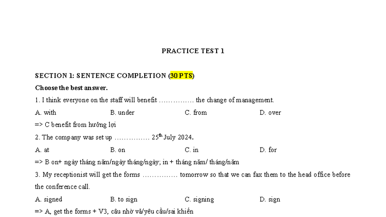 Practice Test 1 (2025): Sentence Completion & Reading Comprehension ...