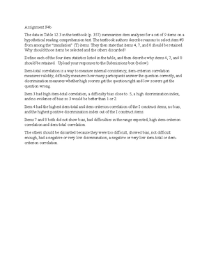 PSYC 421 Assignment A1 - a. I am taking this course as the final ...