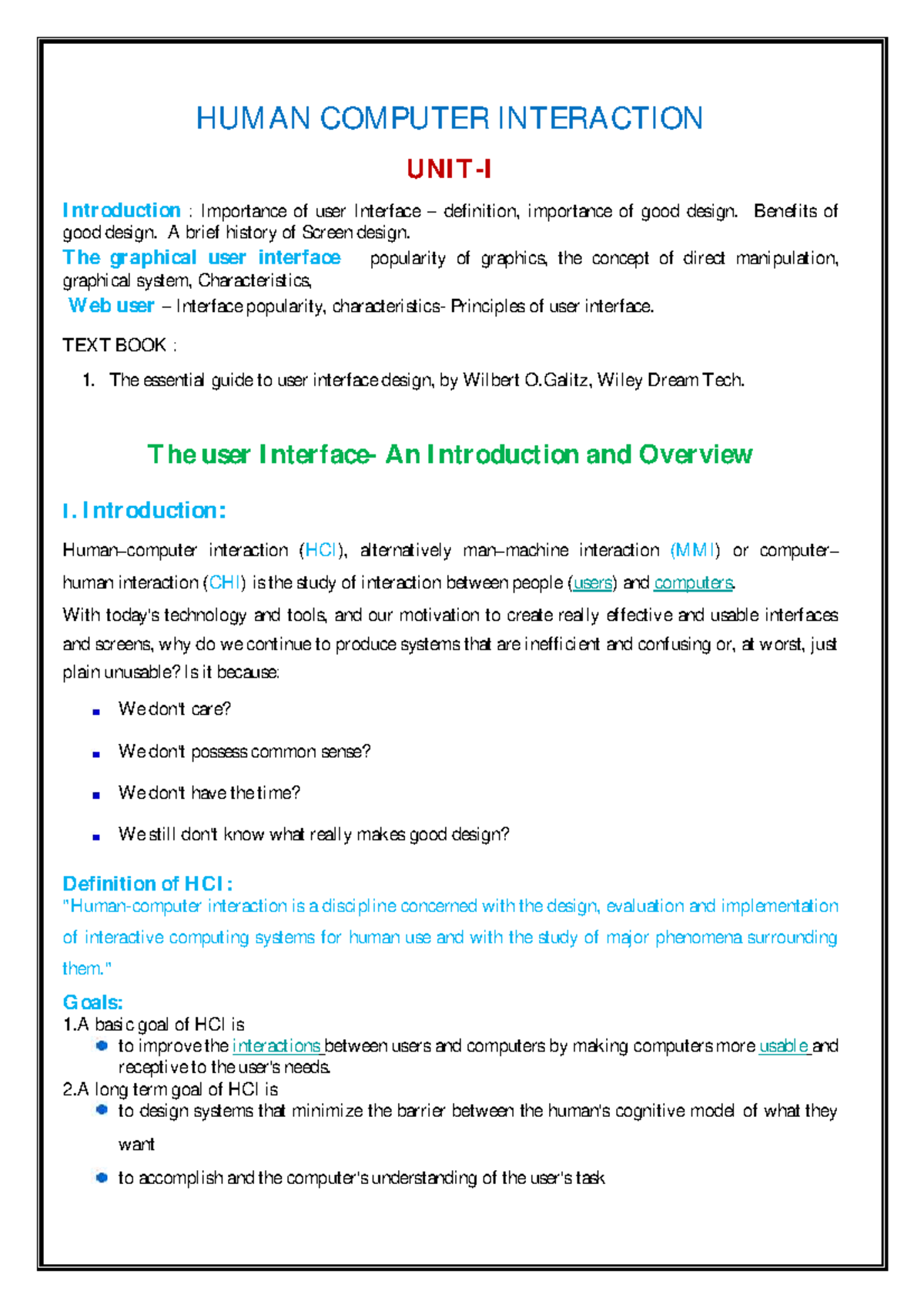 HCI 101: Overview of Human-Computer Interaction and Interface Design ...