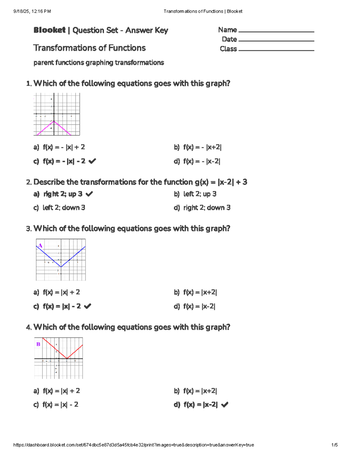 Transformations of Functions - Blooket Q&A Key - Studocu