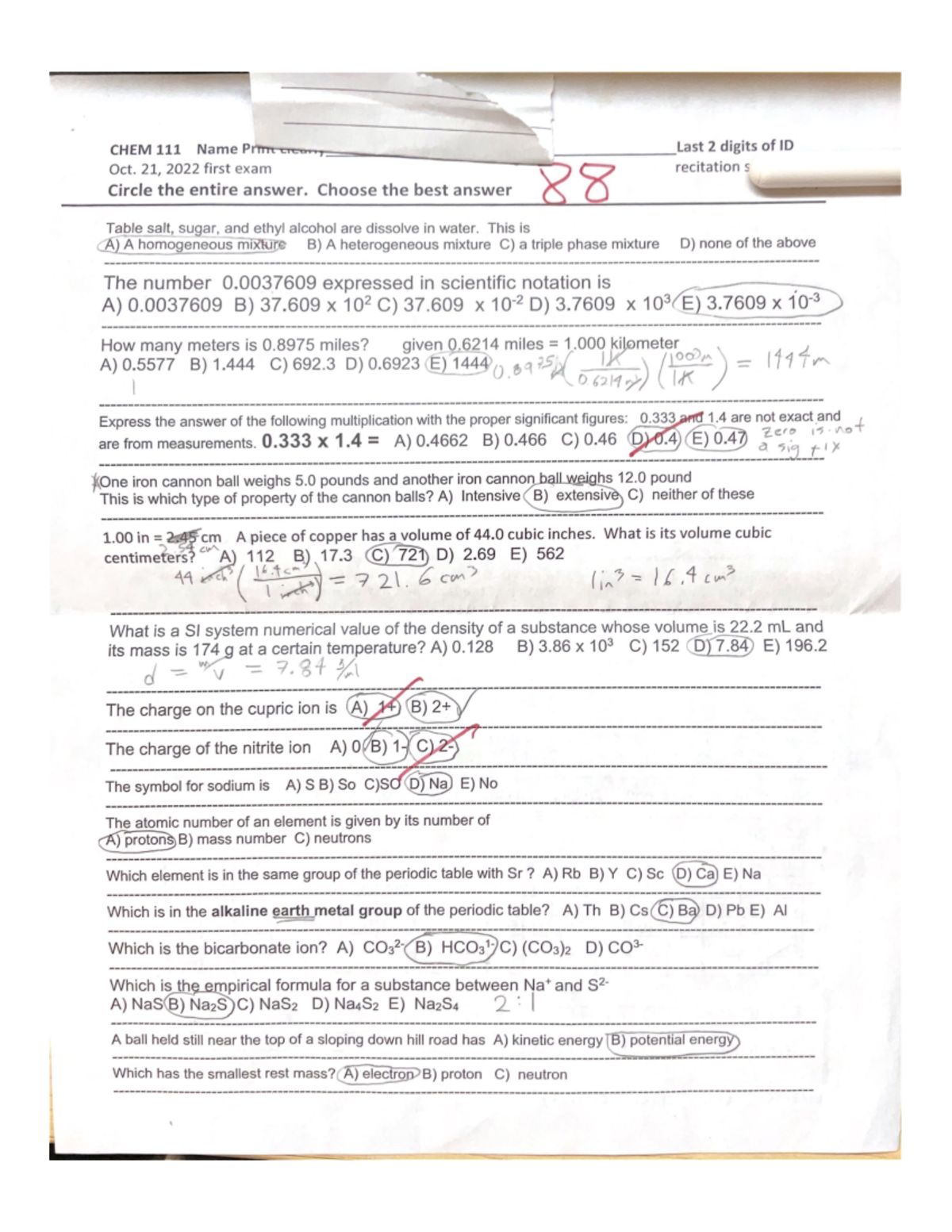 CHEM 111 - Midterm I Study Guide - Fall 2022 - Studocu