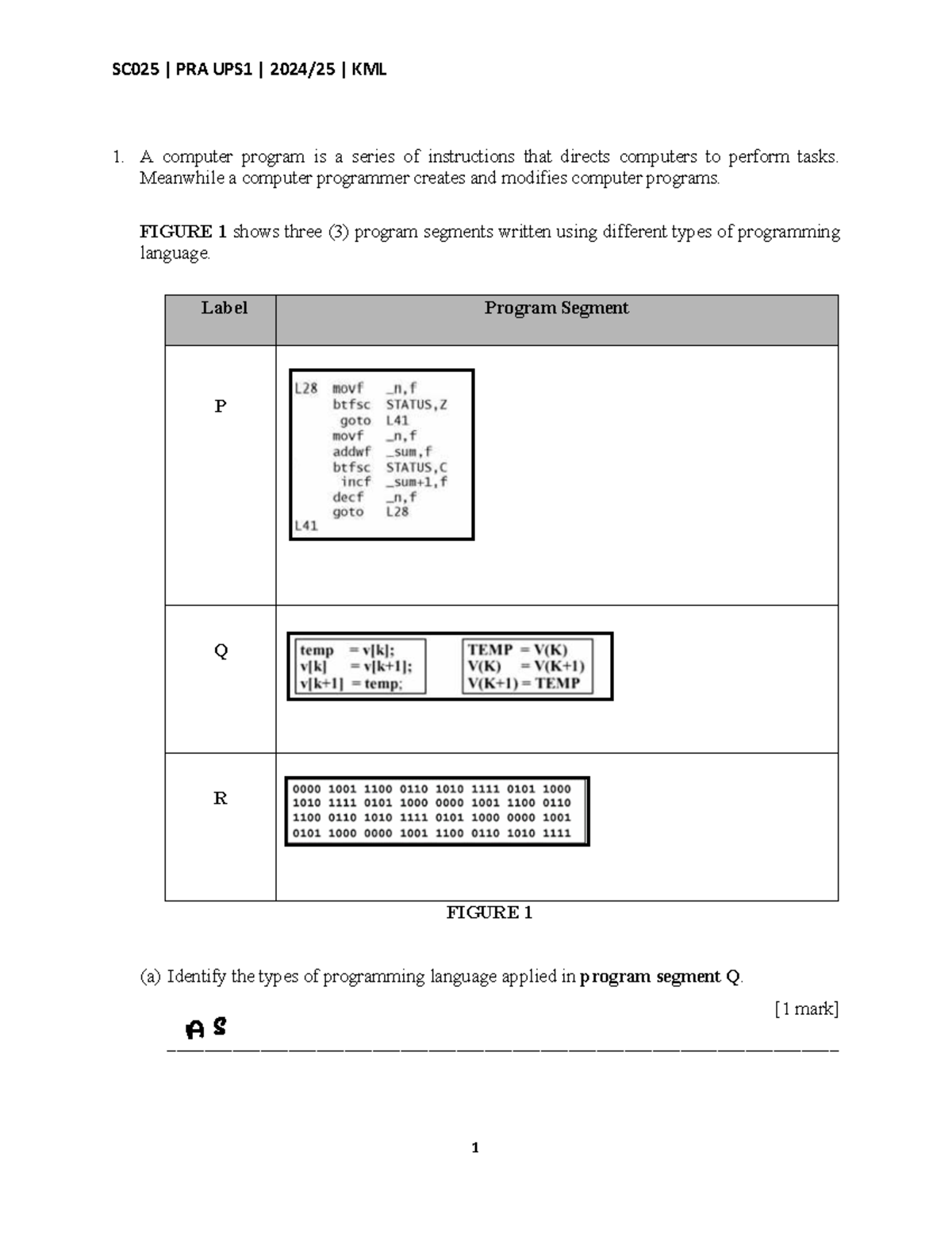 SC025 UPS1 KML 1: Programming Concepts & Problem Solving Notes - Studocu