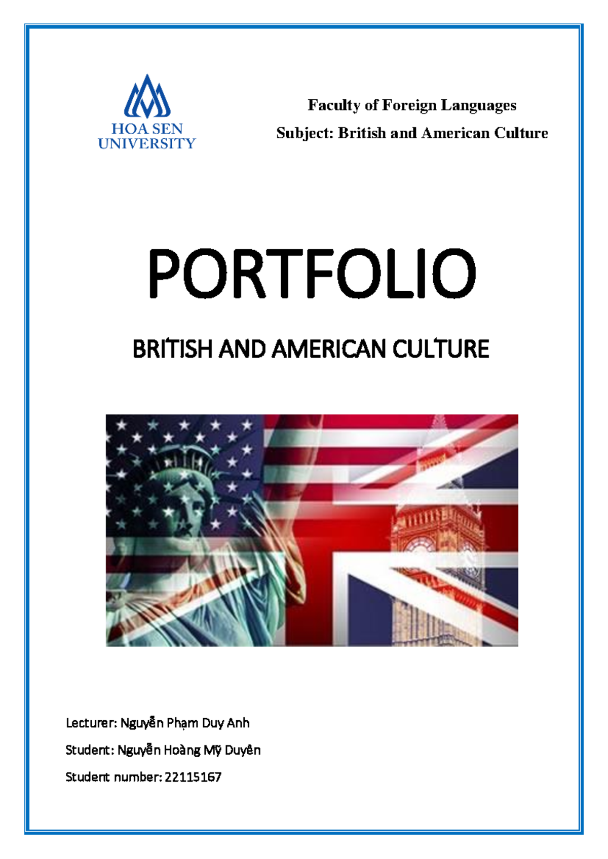 Portfolio - Faculty of Foreign Languages Subject: British and American ...