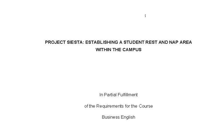 Project Siesta: Establishing a Student Rest Area (Business English ...