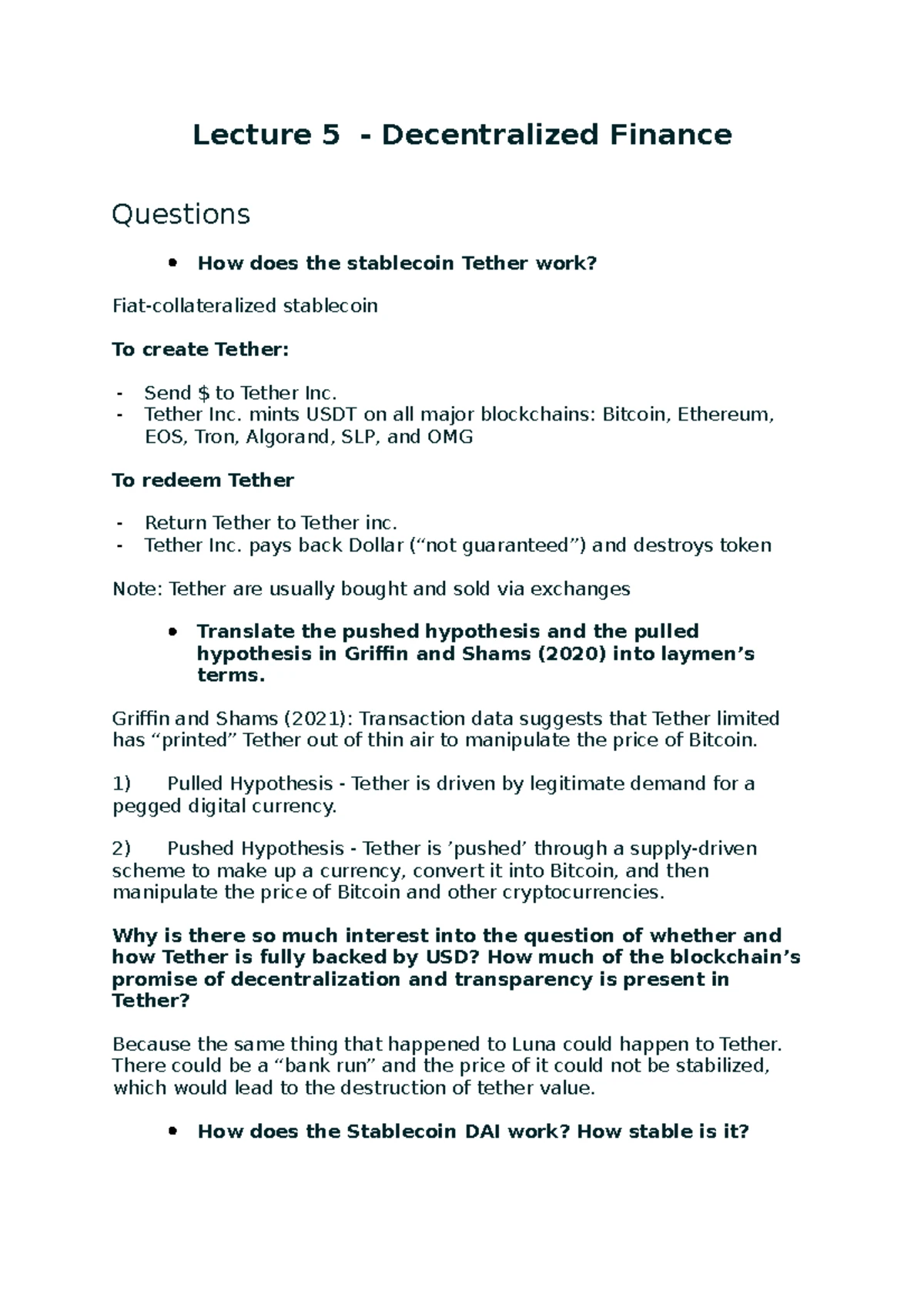 Crypto & Blockchain Open Questions for Exam (CS101) - Studeersnel