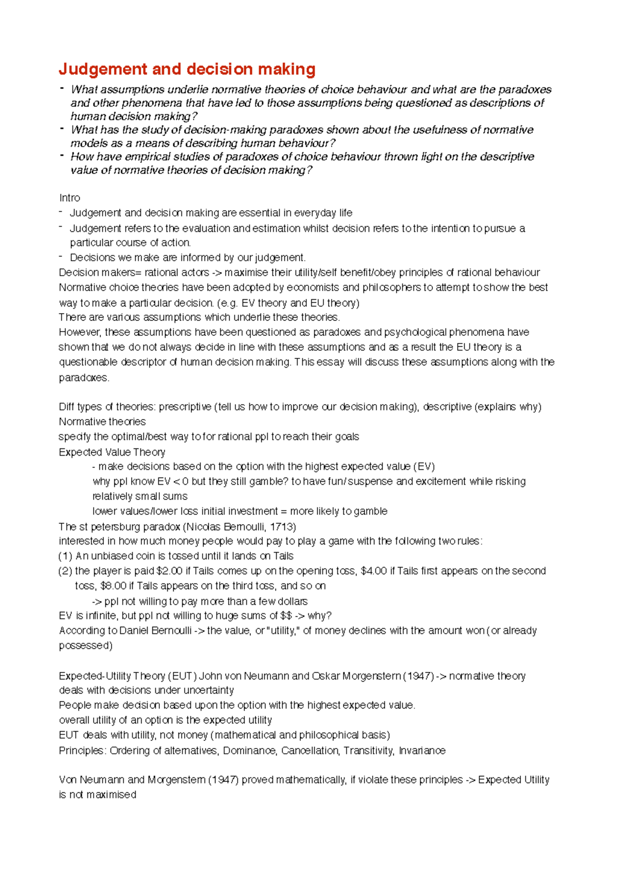 Foundation of Decision Making - Judgement and decision making - What ...