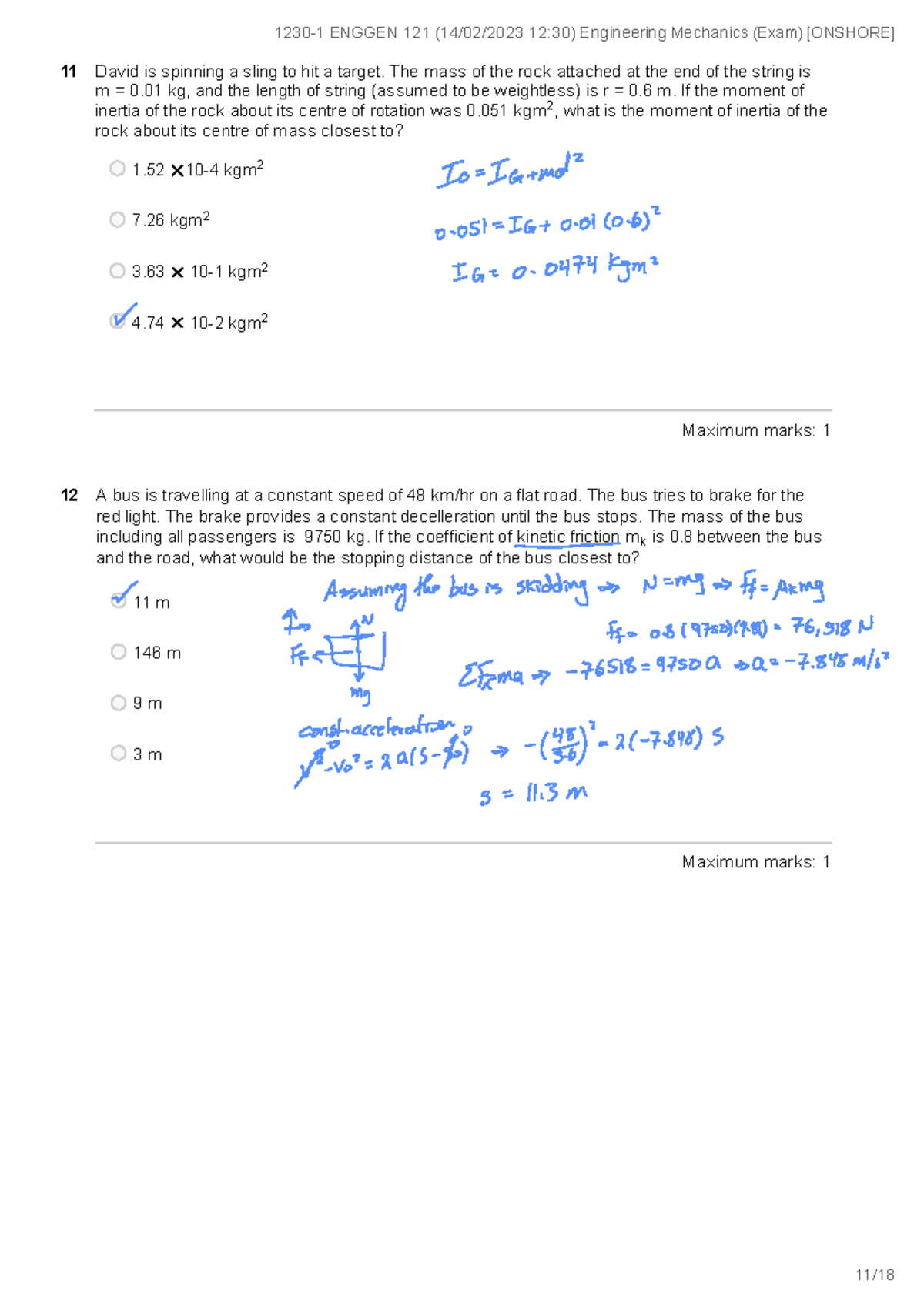 ENGGEN 121 Engineering Mechanics Exam Solutions 2023 - Studocu