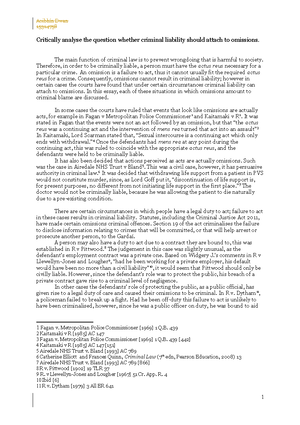 Criminal Law summary - Criminal Law Note: English cases are in red font ...