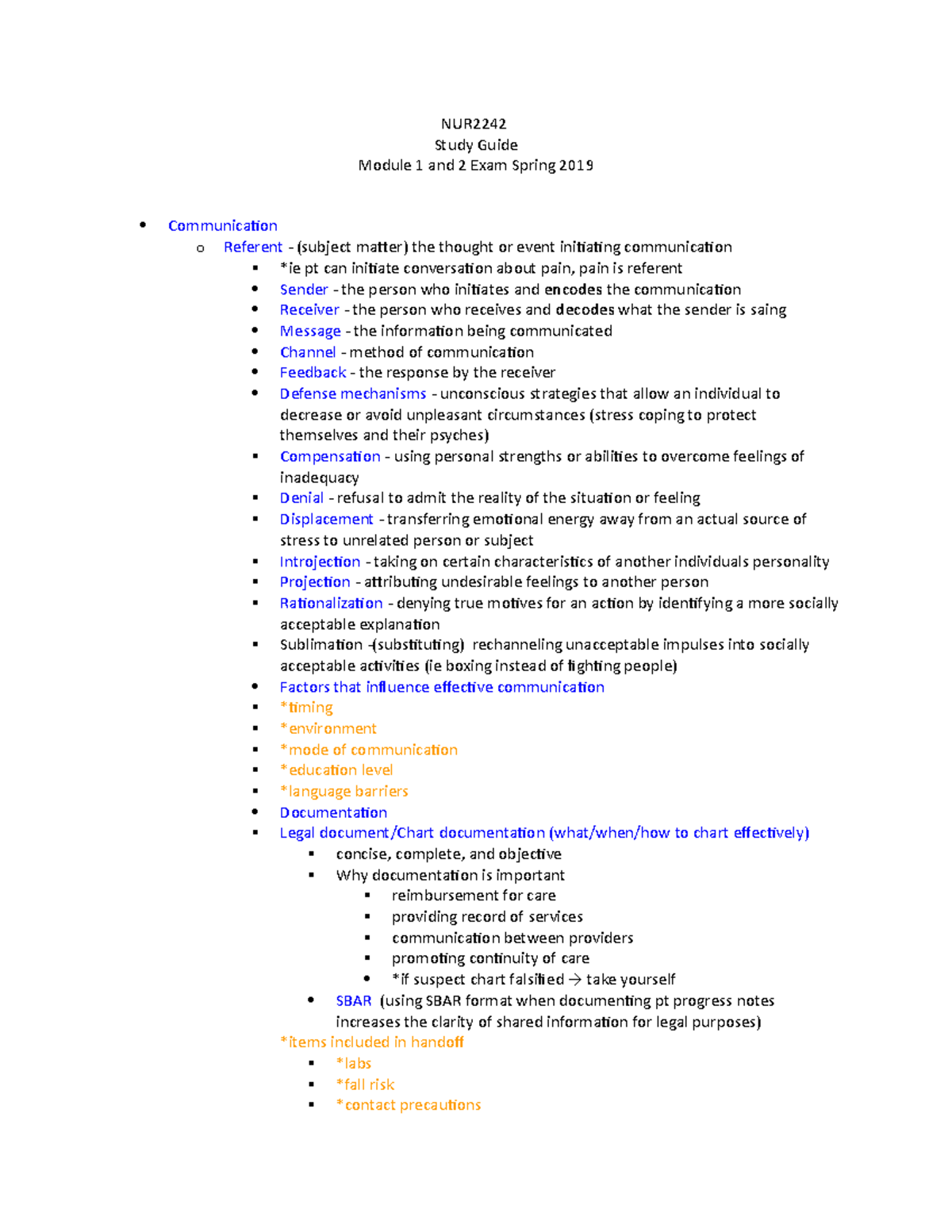 NUR 101 Exam 1 Review - Study Guide for Modules 1 & 2 - Studocu