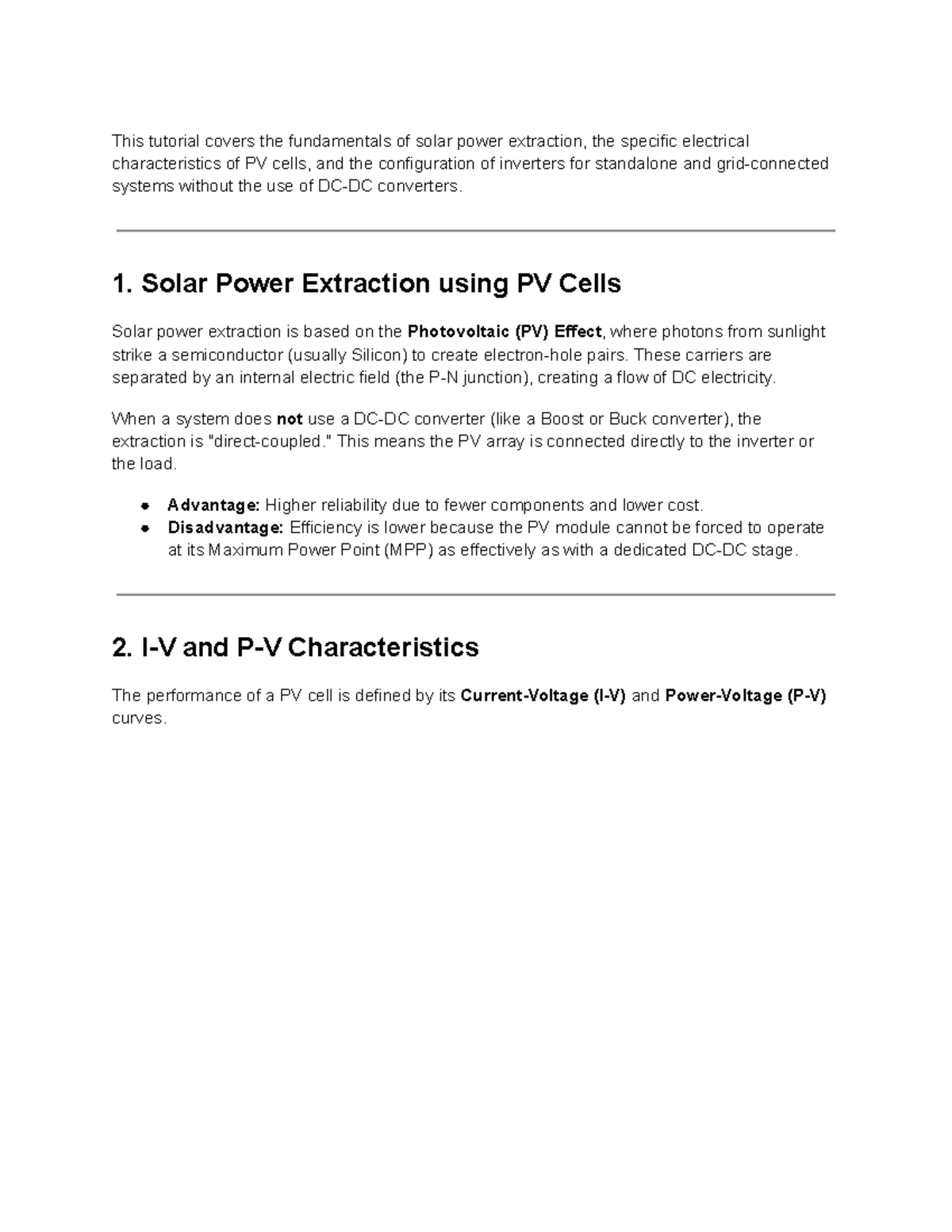 Renewable Module 2: Fundamentals of Solar Power Extraction and PV Cells ...