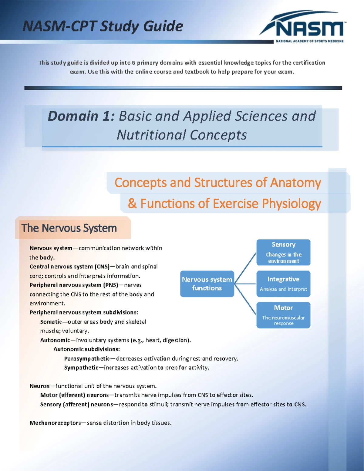 NASM-CPT Final Exam Study Guide: Key Domains and Knowledge Areas - Studocu