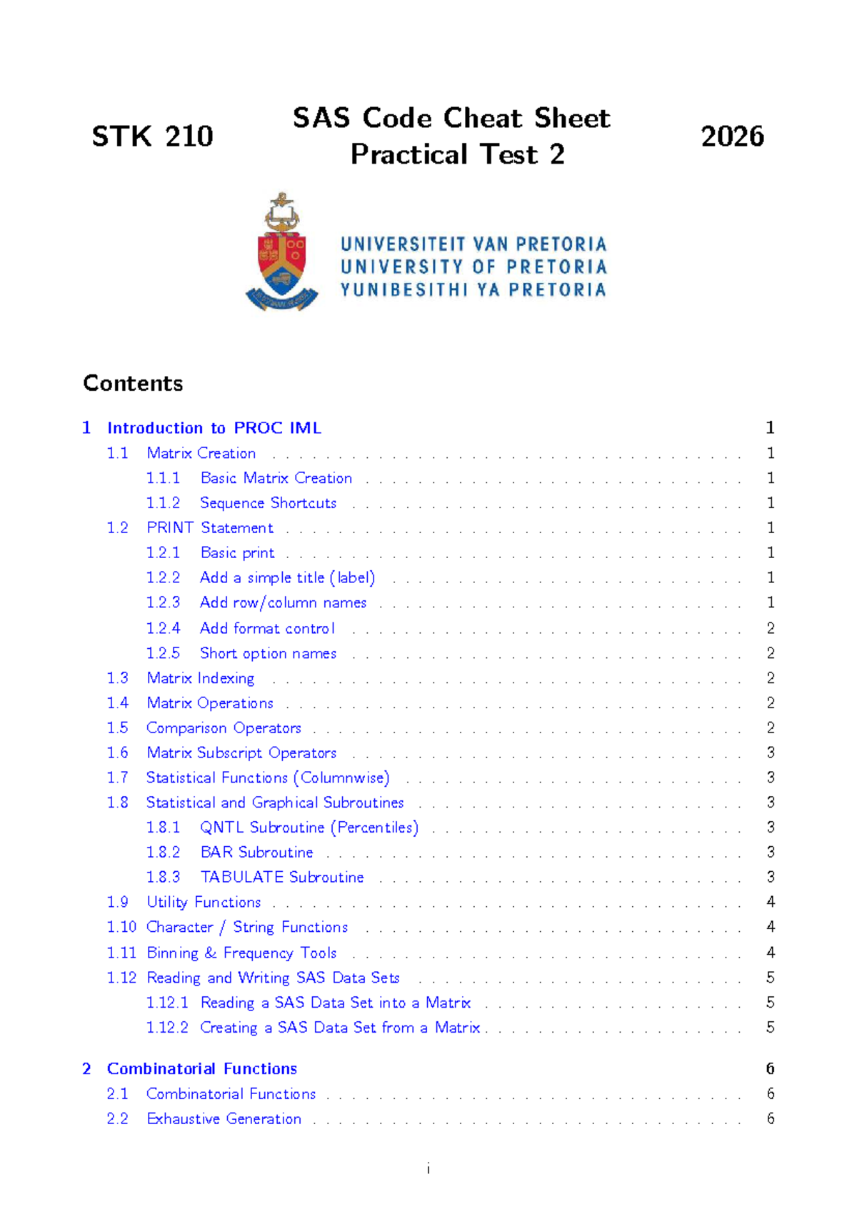 STK 210 SAS Code Cheat Sheet for Practical Test 2 - Studocu