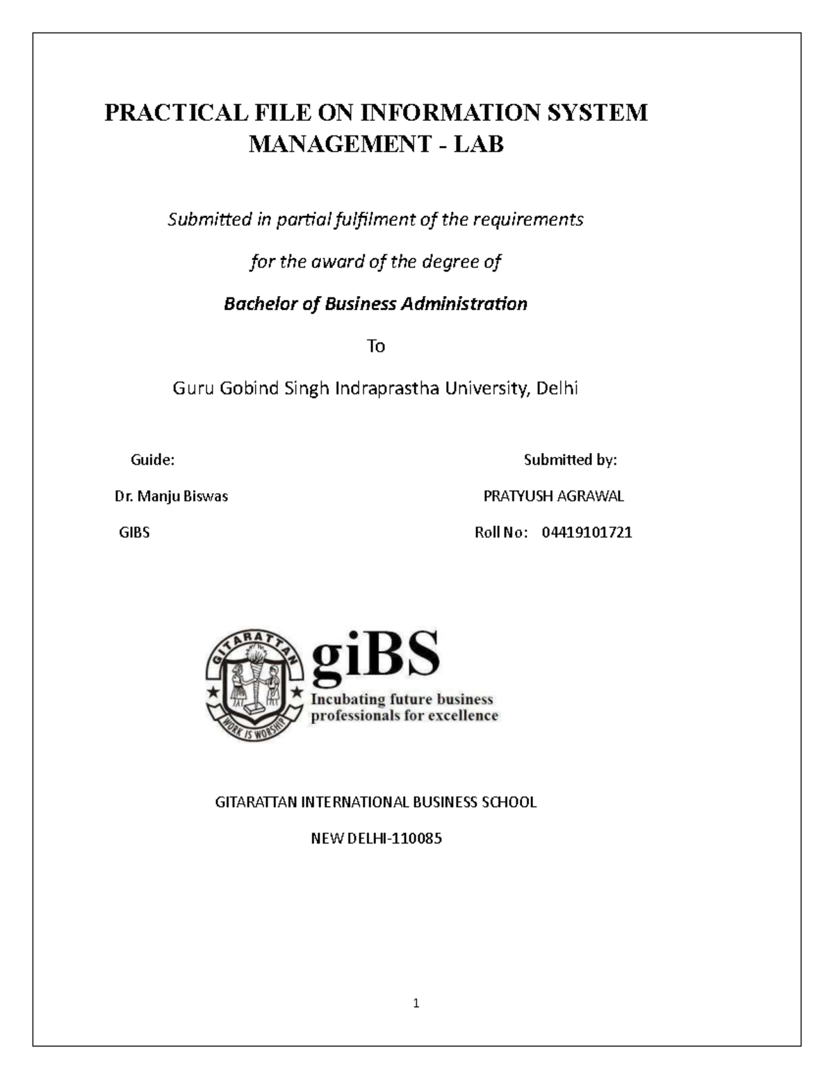 ism file final bba - PRACTICAL FILE ON INFORMATION SYSTEM MANAGEMENT ...
