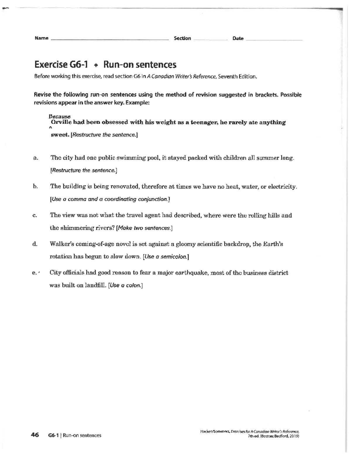 Hacker Exercises G6-1, G6-2, G6-3: Sentence Revision Practice - Studocu