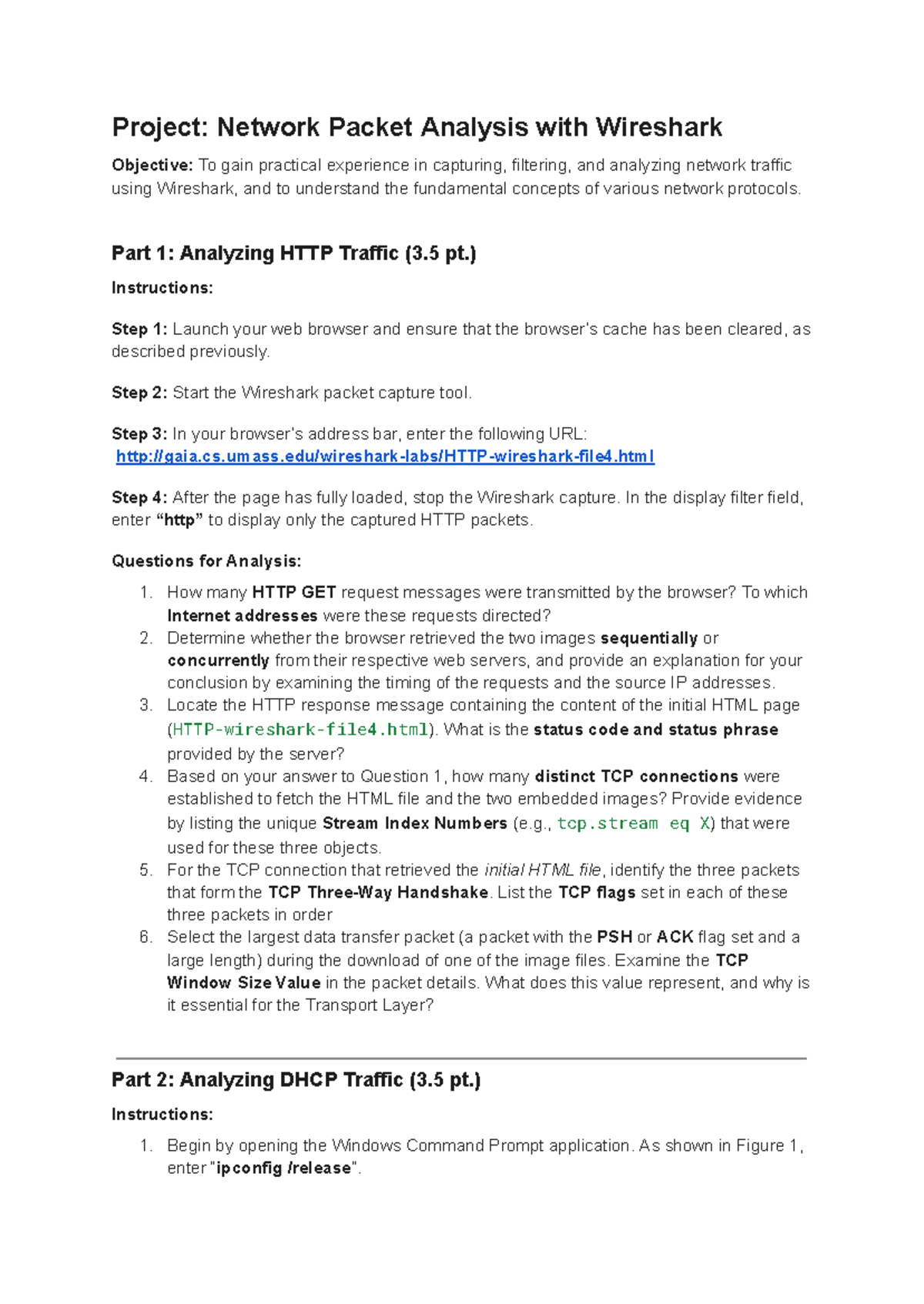 Network Packet Analysis Project: Wireshark Lab Report - Studocu