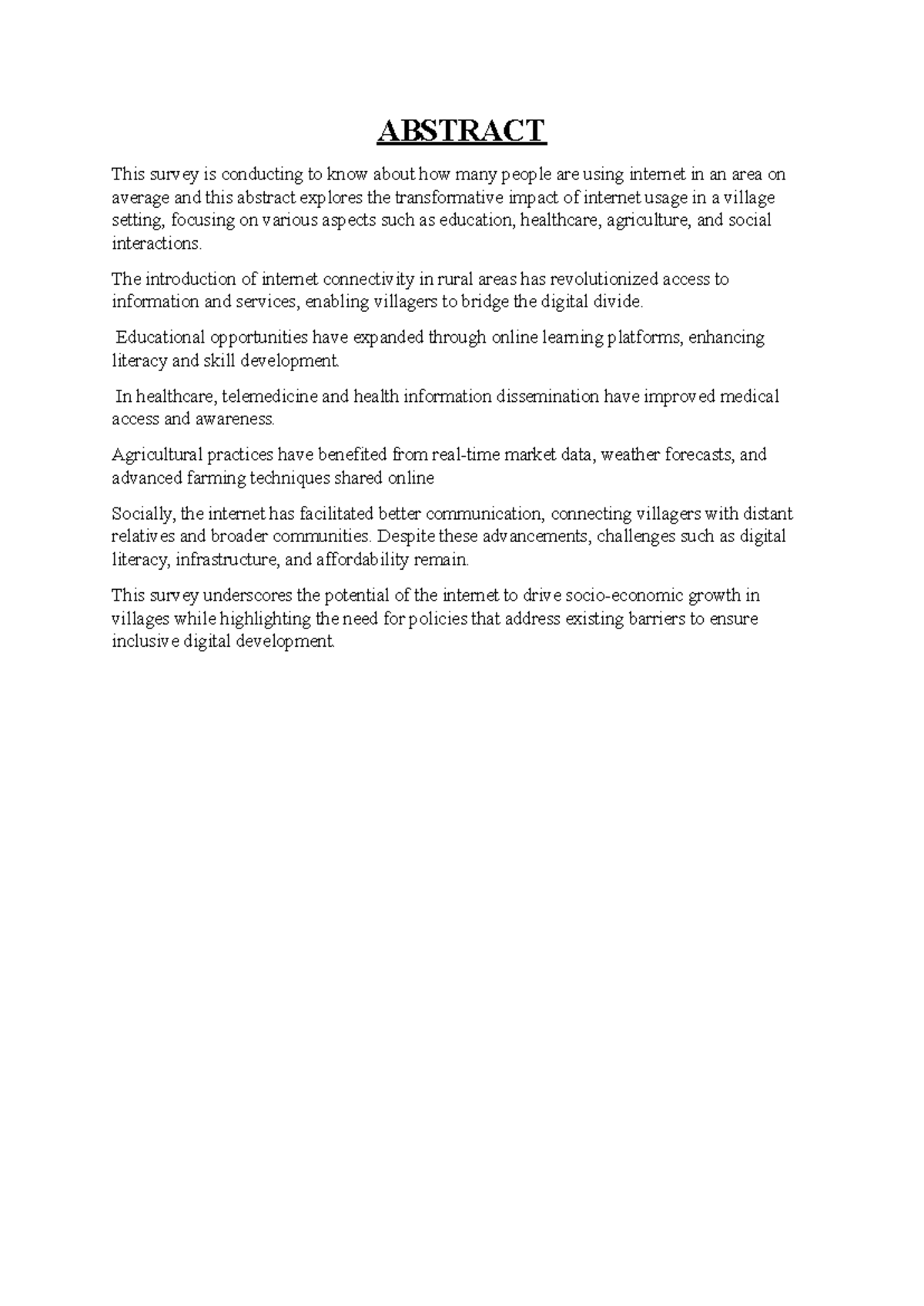 Abstract - ABSTRACT This survey is conducting to know about how many ...
