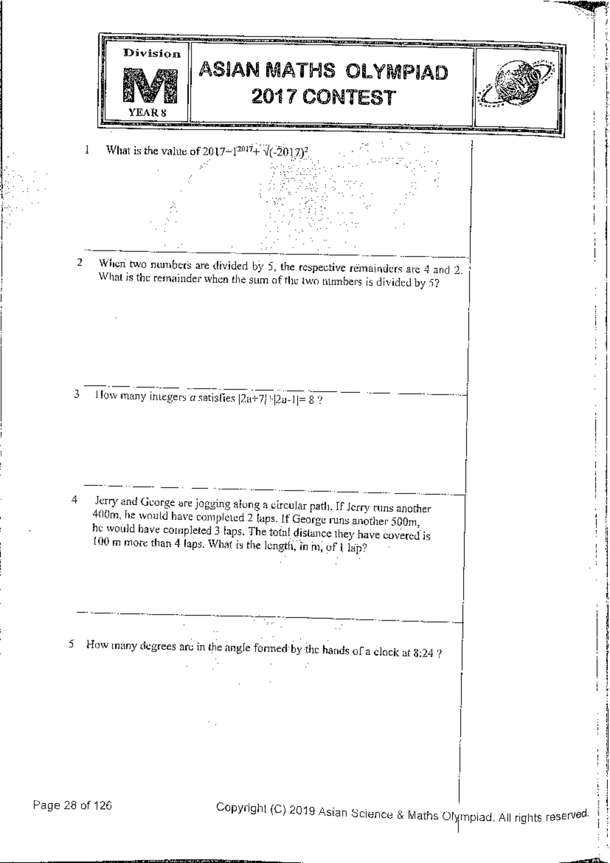 ASMO 2017 Year 8 Maths Olympiad Contest Problems - Studocu