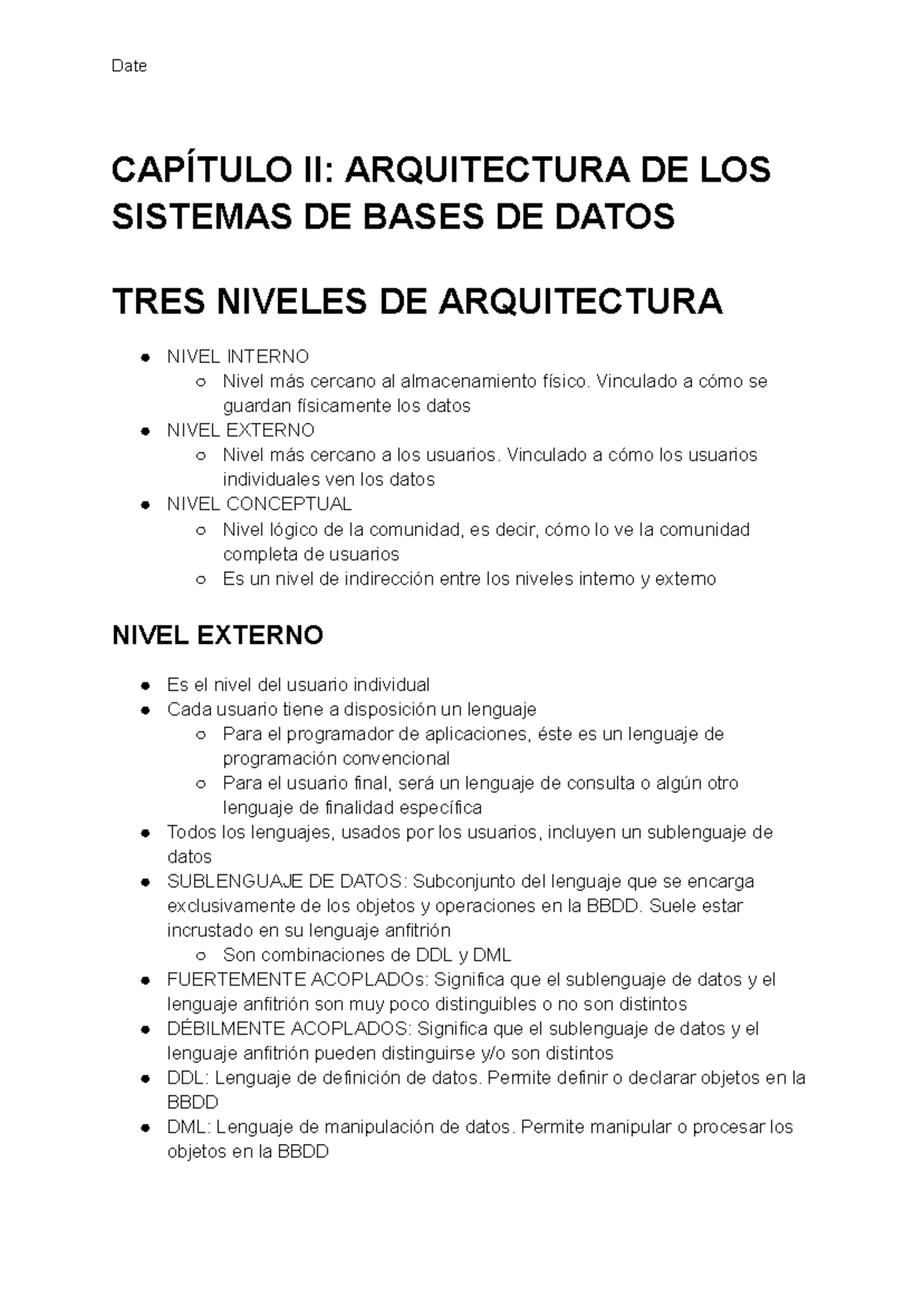 CAPÍTULO II: ARQUITECTURA DE LOS SISTEMAS DE BASES DE DATOS - C.J. Date ...