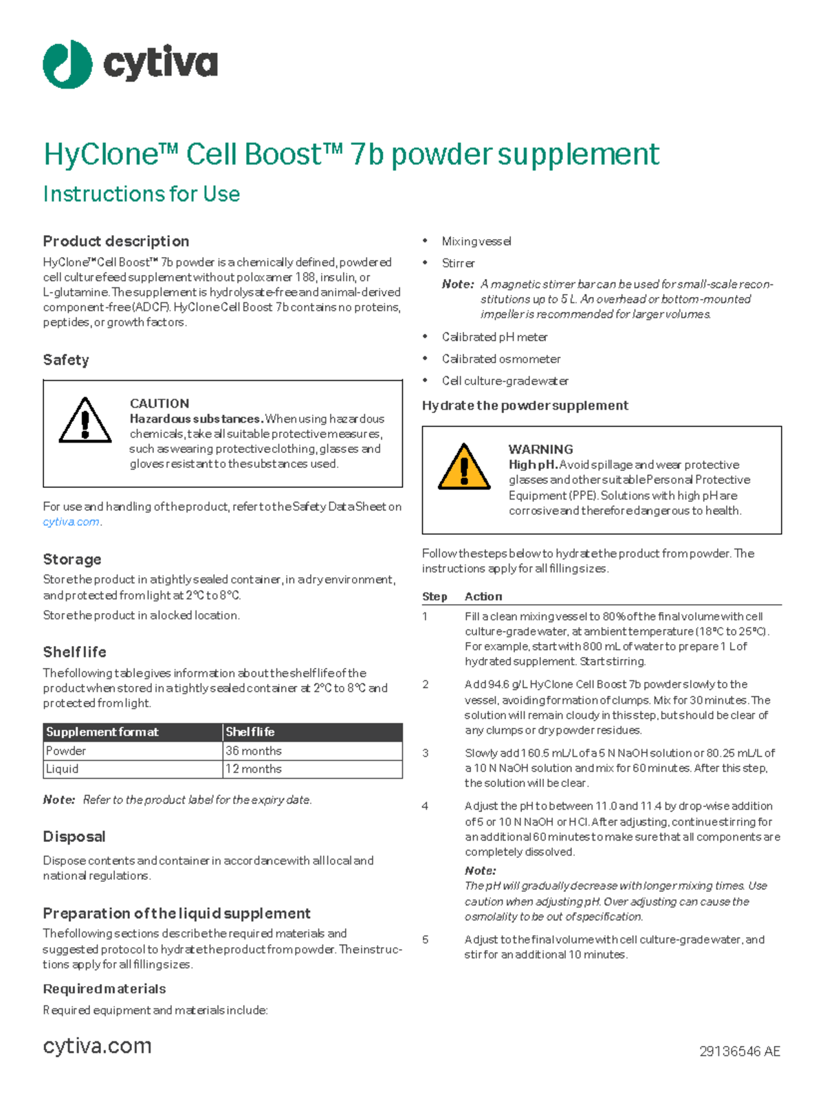 29136546 - Instructions for Use: Hydrating Cell Boost 7b Powder - Studocu