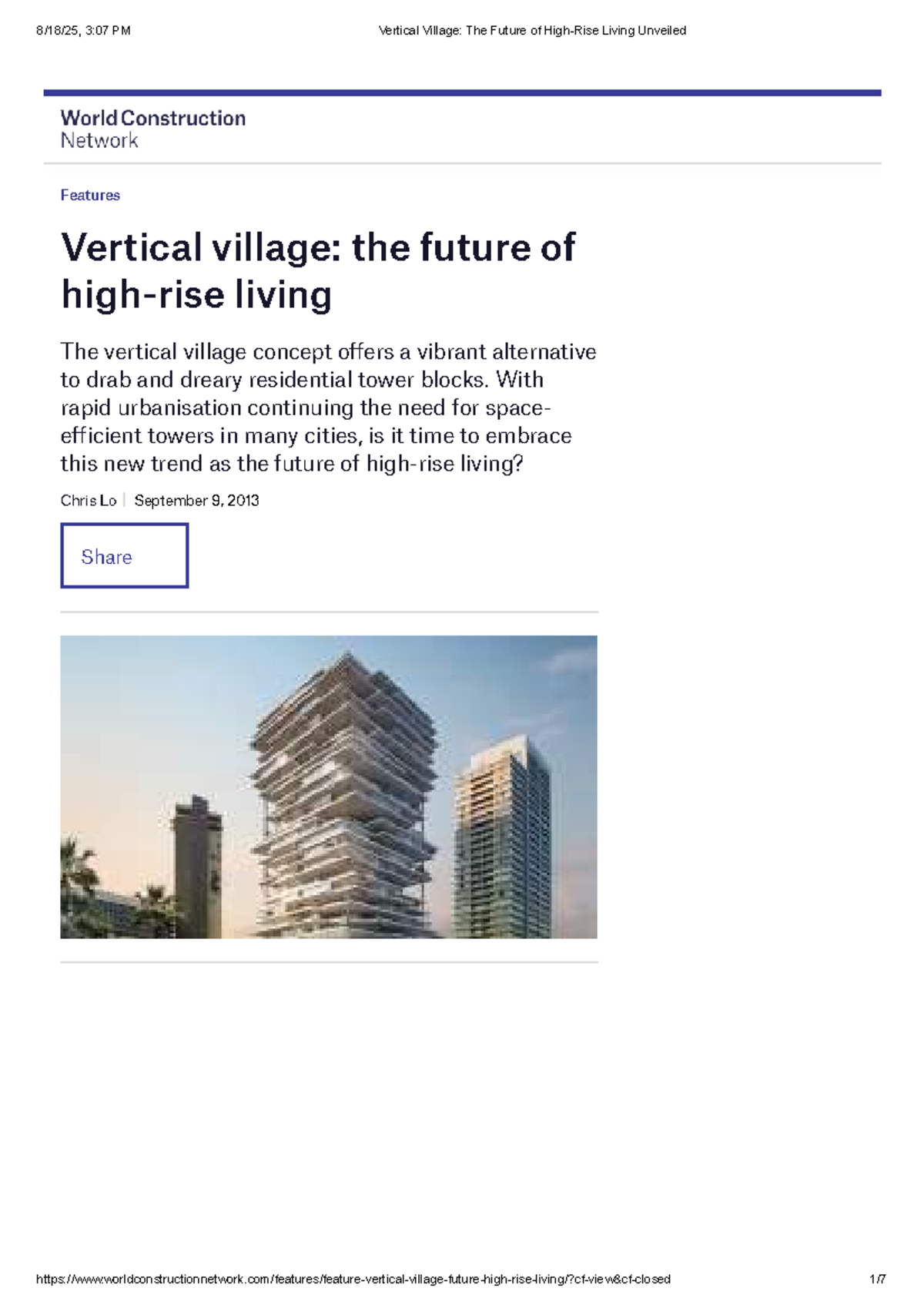 Vertical Village: The Future of High-Rise Living Unveiled - Studocu