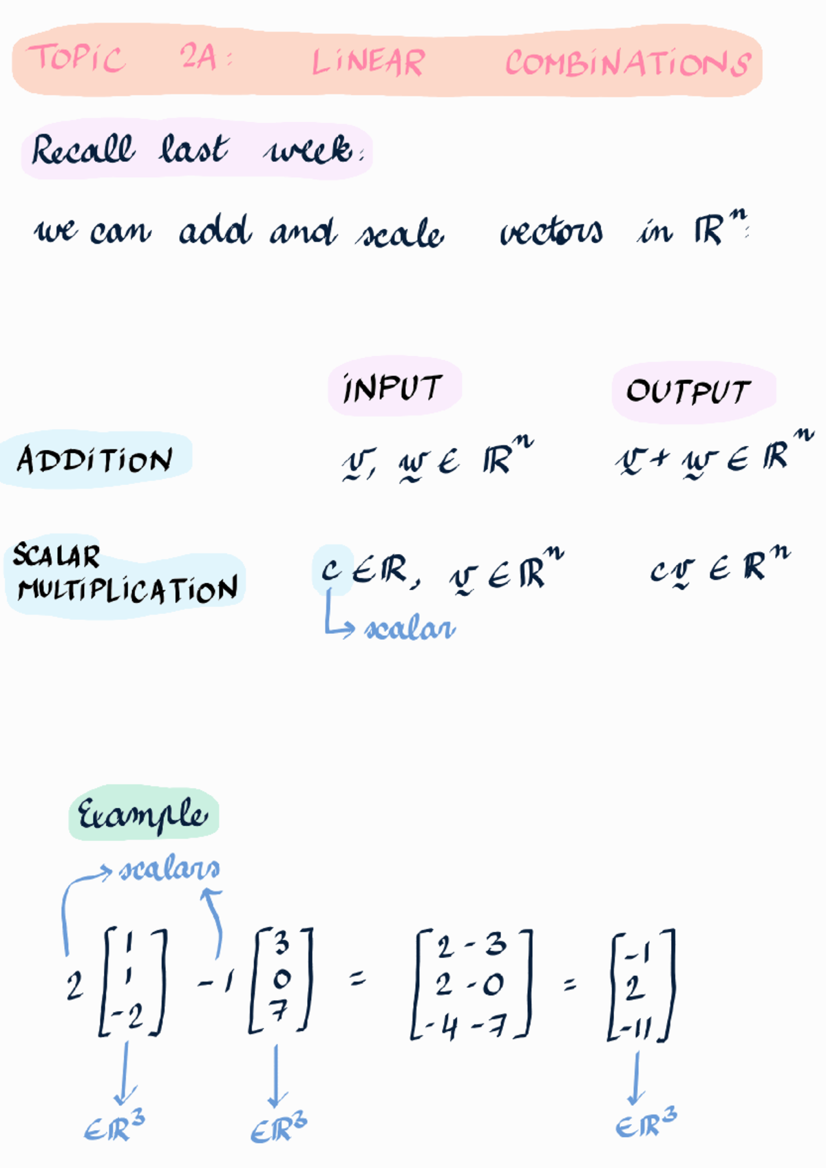 Week 2 Lecture Notes: Linear Combinations in FINC2012 - Studocu