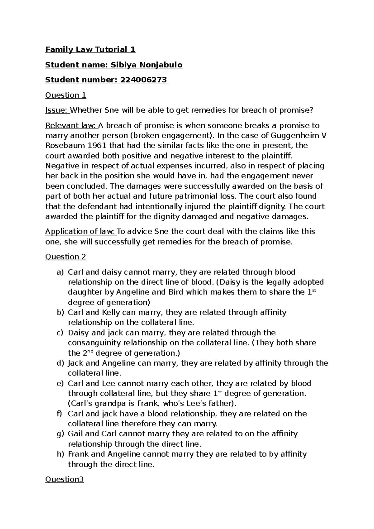 Family law tutorial 1: Key issues and legal principles explained - Studocu