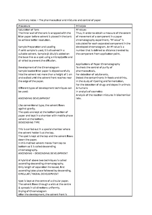 Paper Chromatography - Study Notes & Assignments - Studocu