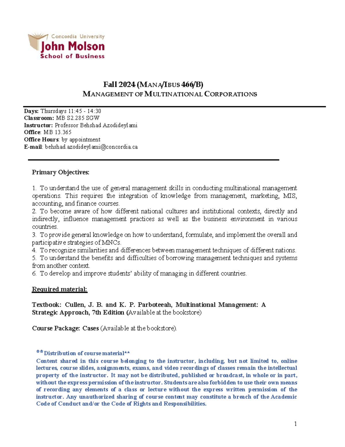 MANA/I BUS 466 Course Outline: Management of Multinational Corporations ...