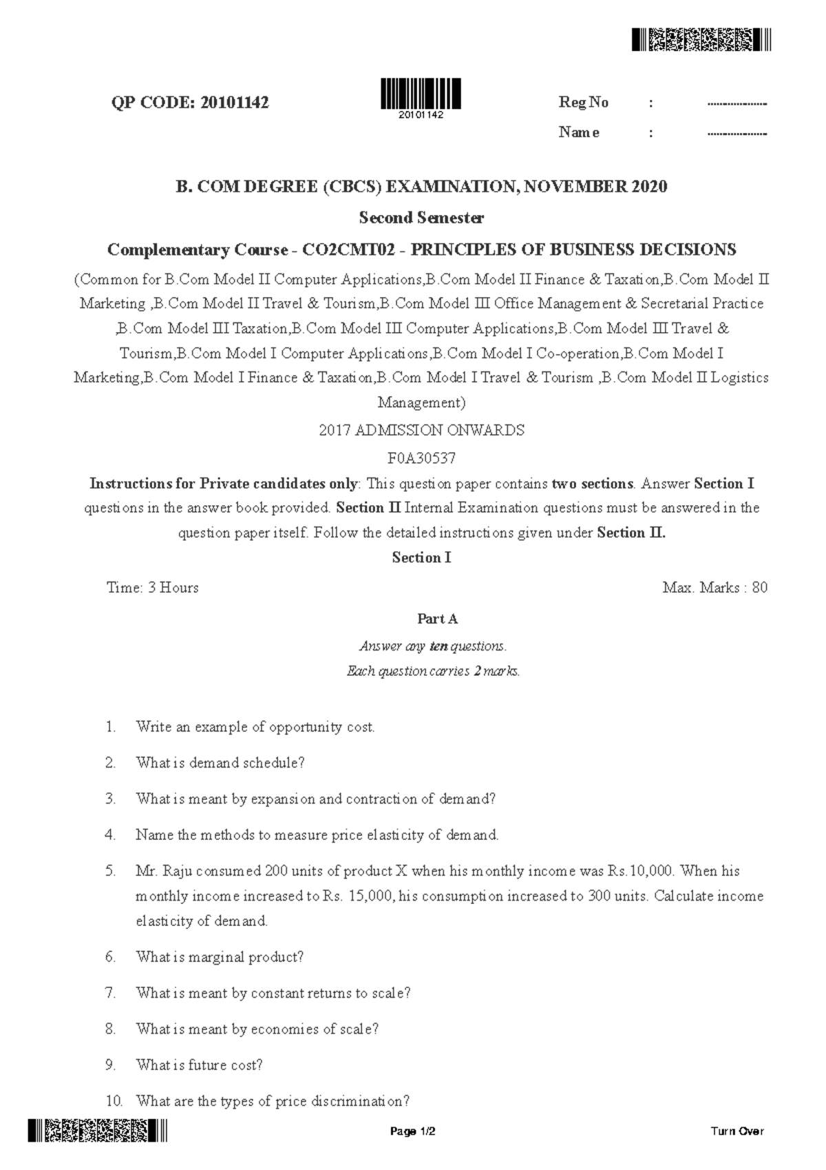 PBD 2020 - Principles of Business Decisions Exam Notes (CO2CMT02) - Studocu