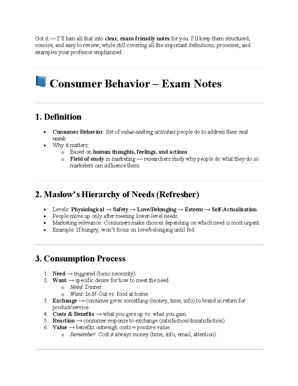 Consumer Behavior Exam Notes (3033) - Key Concepts & Processes - Studocu