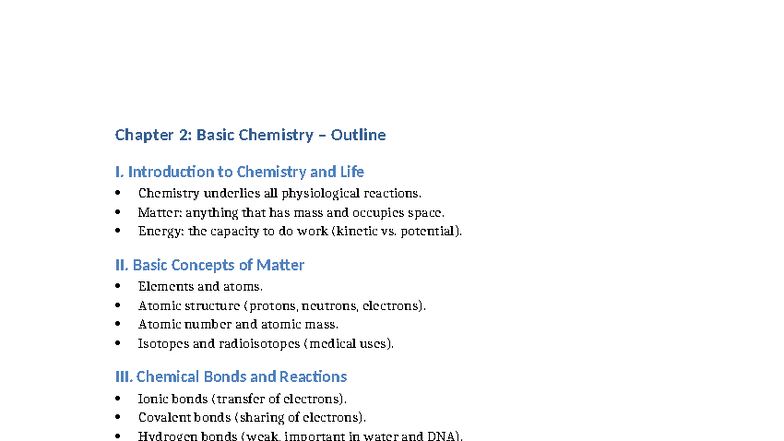 Chapter 2: Basic Chemistry Overview and Key Concepts - Studocu