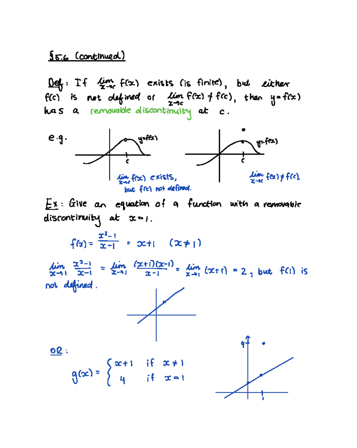 Calculus Lecture Notes: Removable Discontinuities & IVT - Studocu