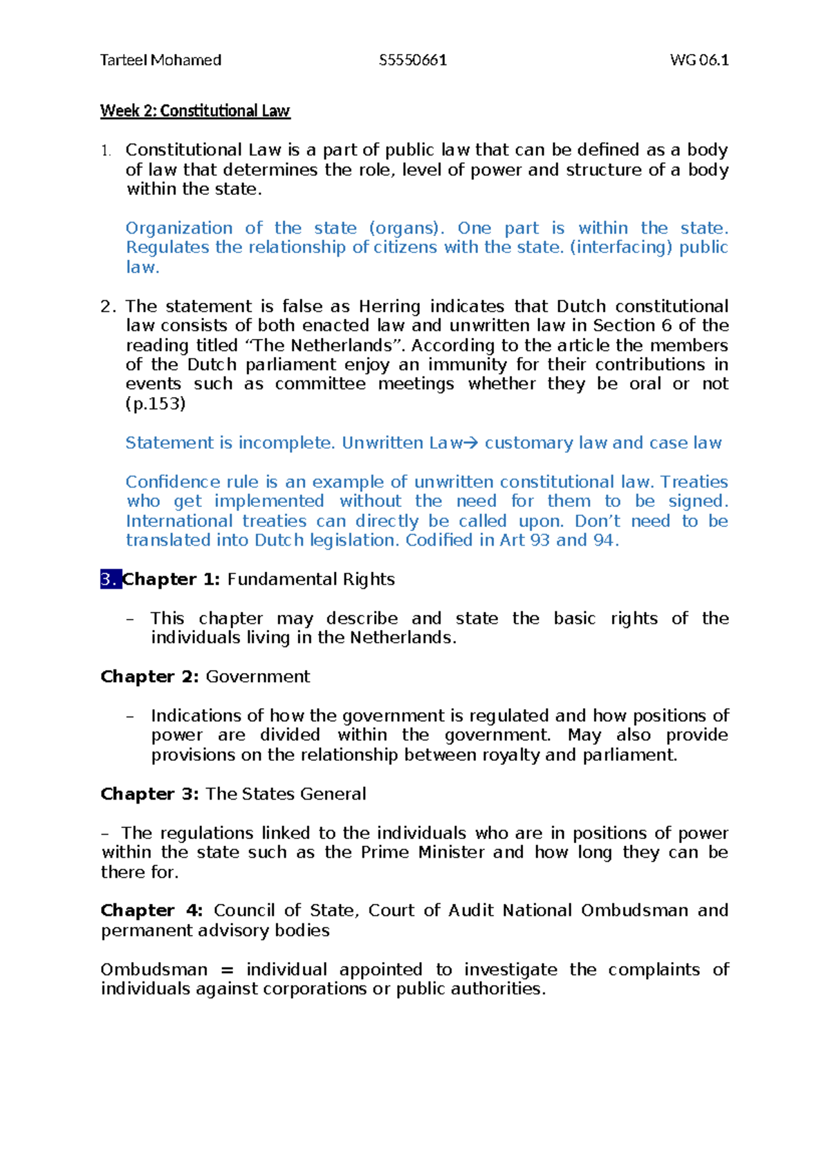LLS 2023 Week 2 Constitutional Law Assignment Overview - Studeersnel