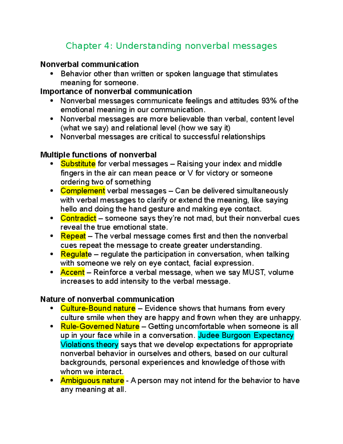 Chapter 4: Understanding nonverbal communication - Chapter 4 ...