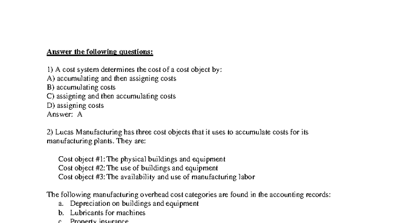 Ex Cost Chapter 2 - teams - Answer the following questions: A cost ...