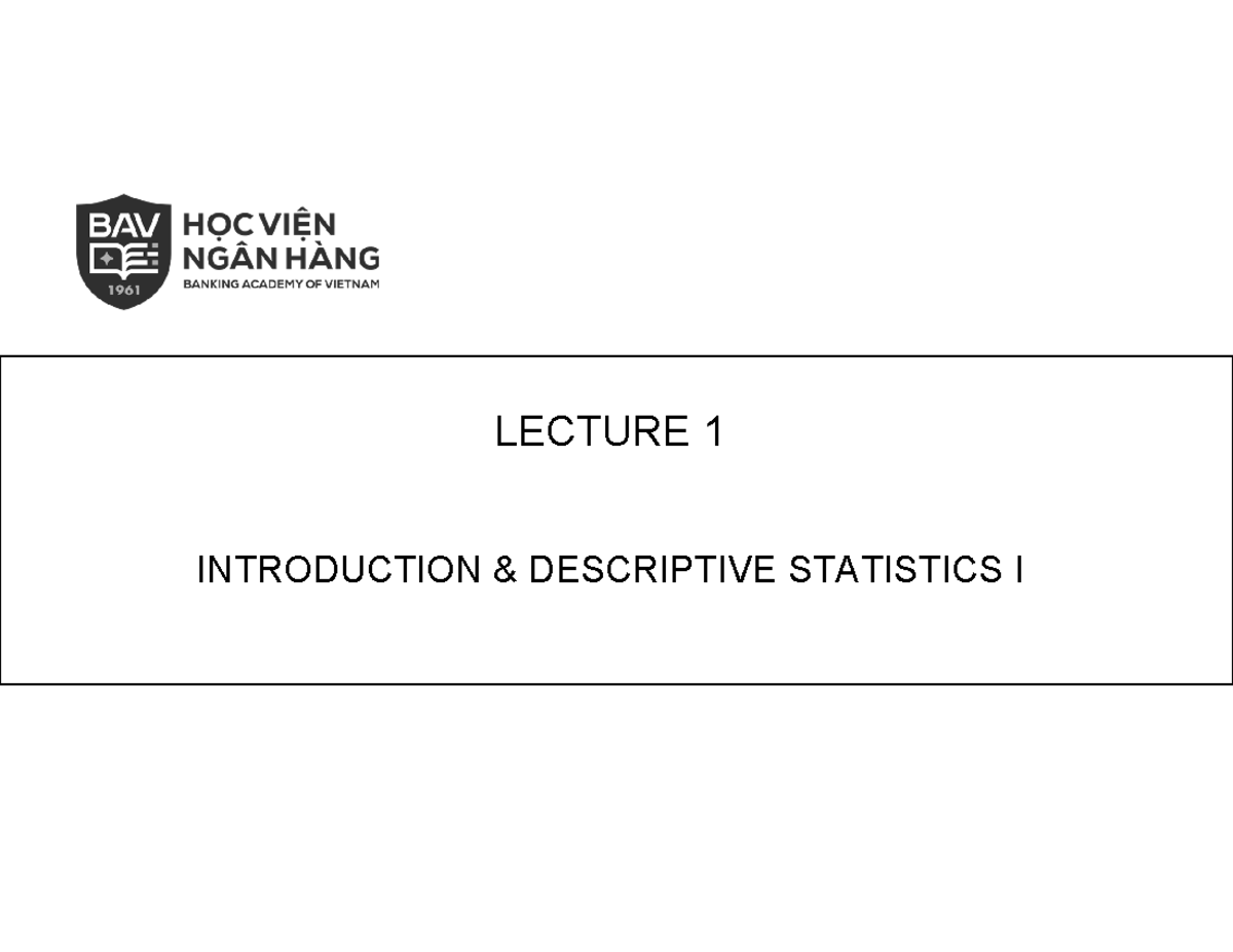 2026 LEC 01 - Intro to Descriptive Statistics: Course Overview - Studocu