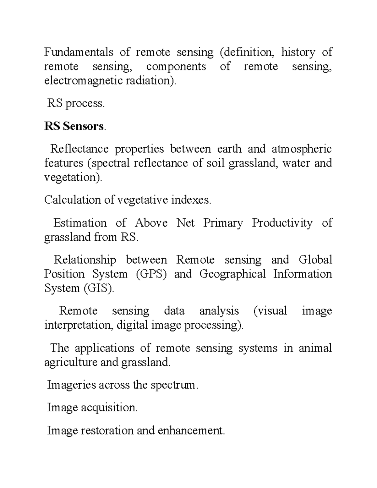 RS 101: Fundamentals of Remote Sensing and Its Applications - Studocu