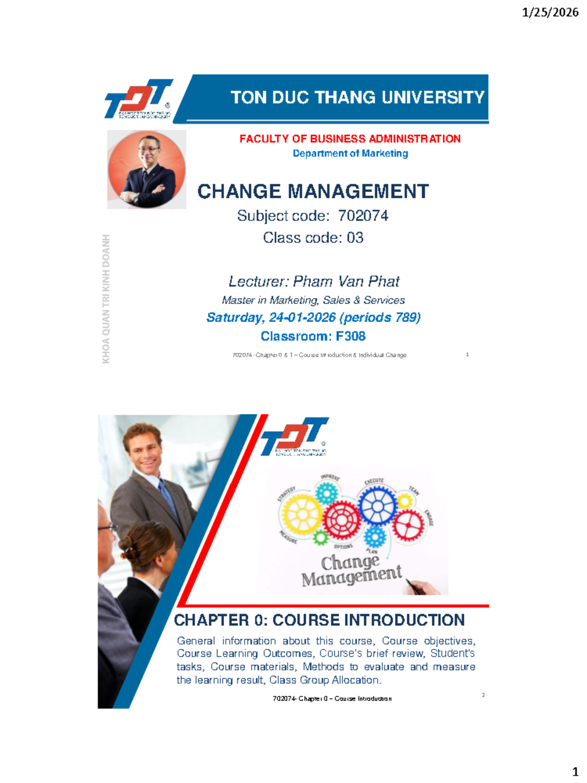 702074 03 Change Management: Course Introduction Overview - Studocu