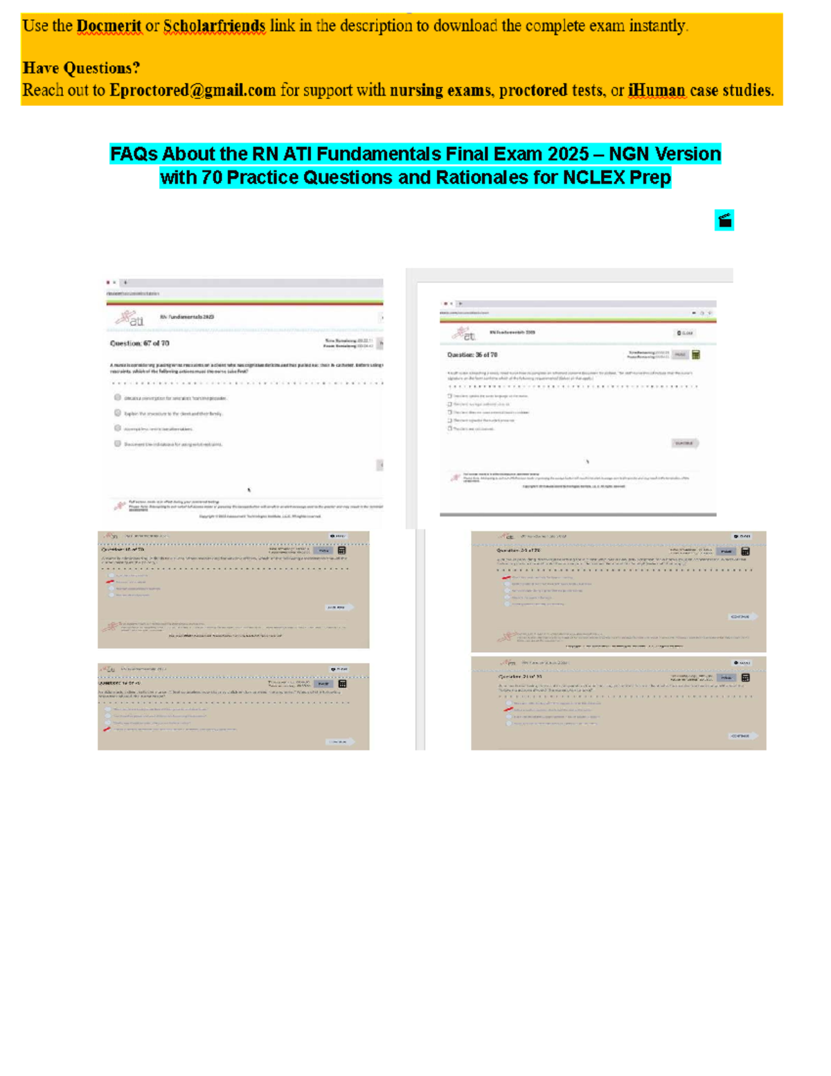 2025 RN ATI Fundamentals Final Exam Study Guide: 70 NGN Qs & Rationales ...