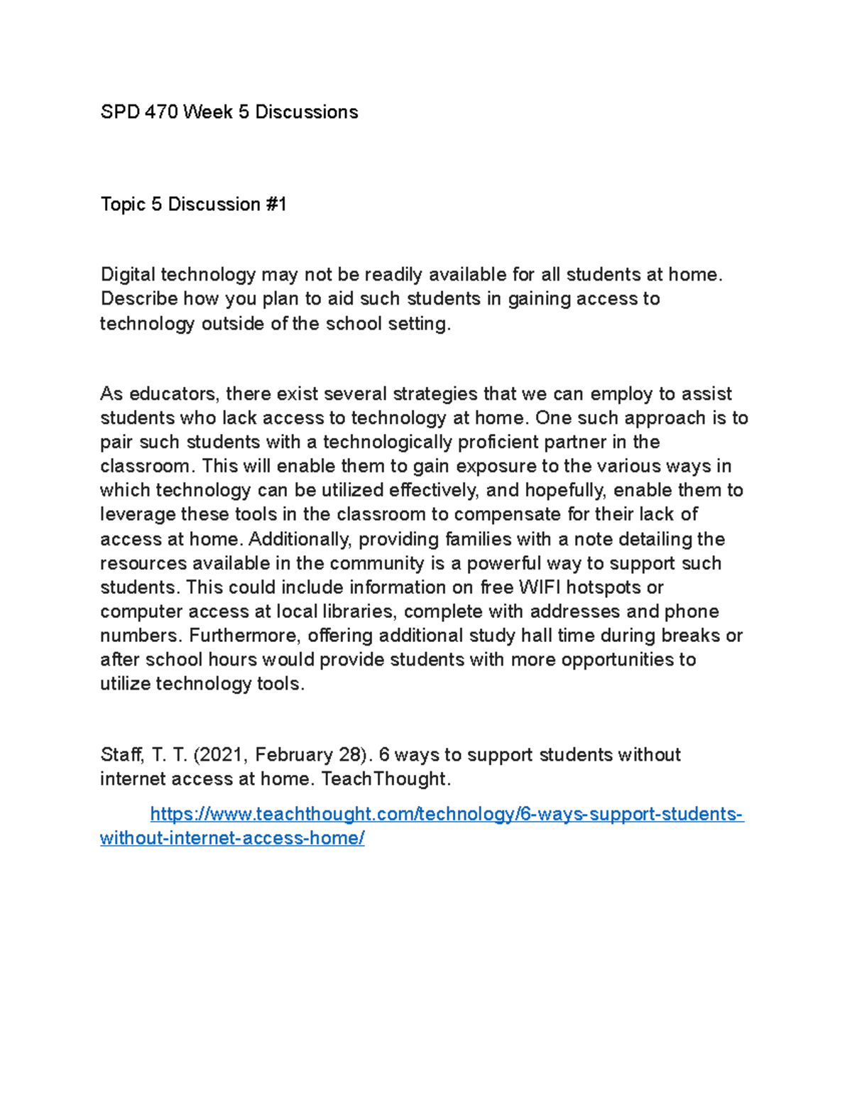 Week 5 Discussion Questions - SPD 470 Week 5 Discussions Topic 5 ...