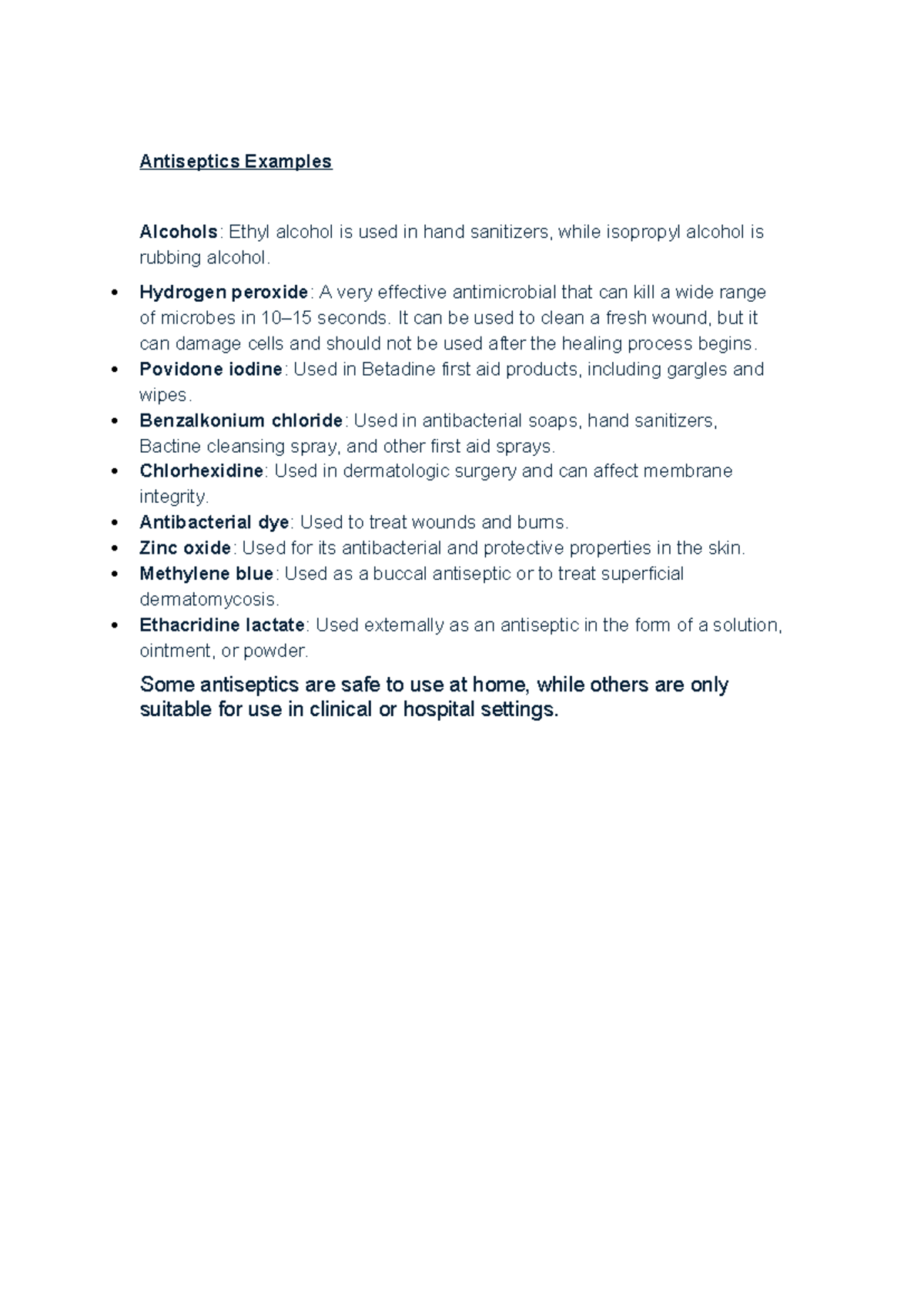 Antiseptics Examples - Antiseptics Examples Alcohols: Ethyl alcohol is ...