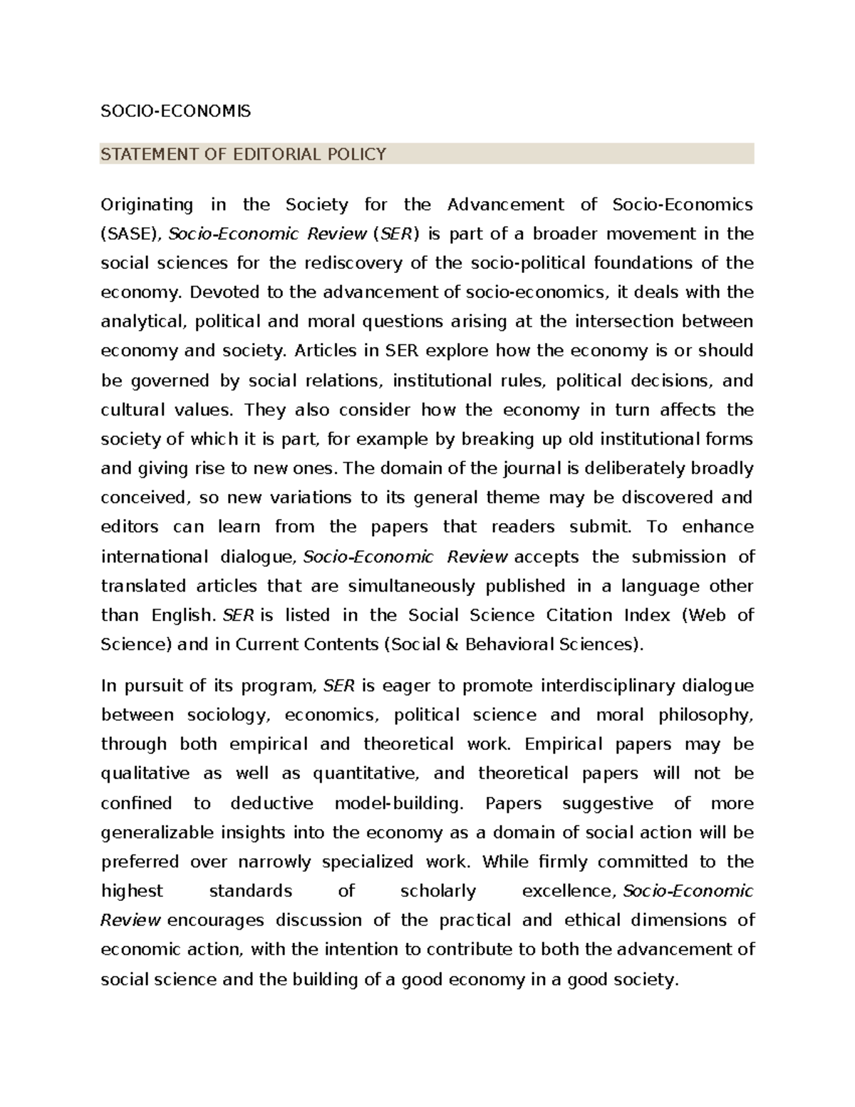 Socio Economic Notes: Understanding the Intersection of Economy and ...
