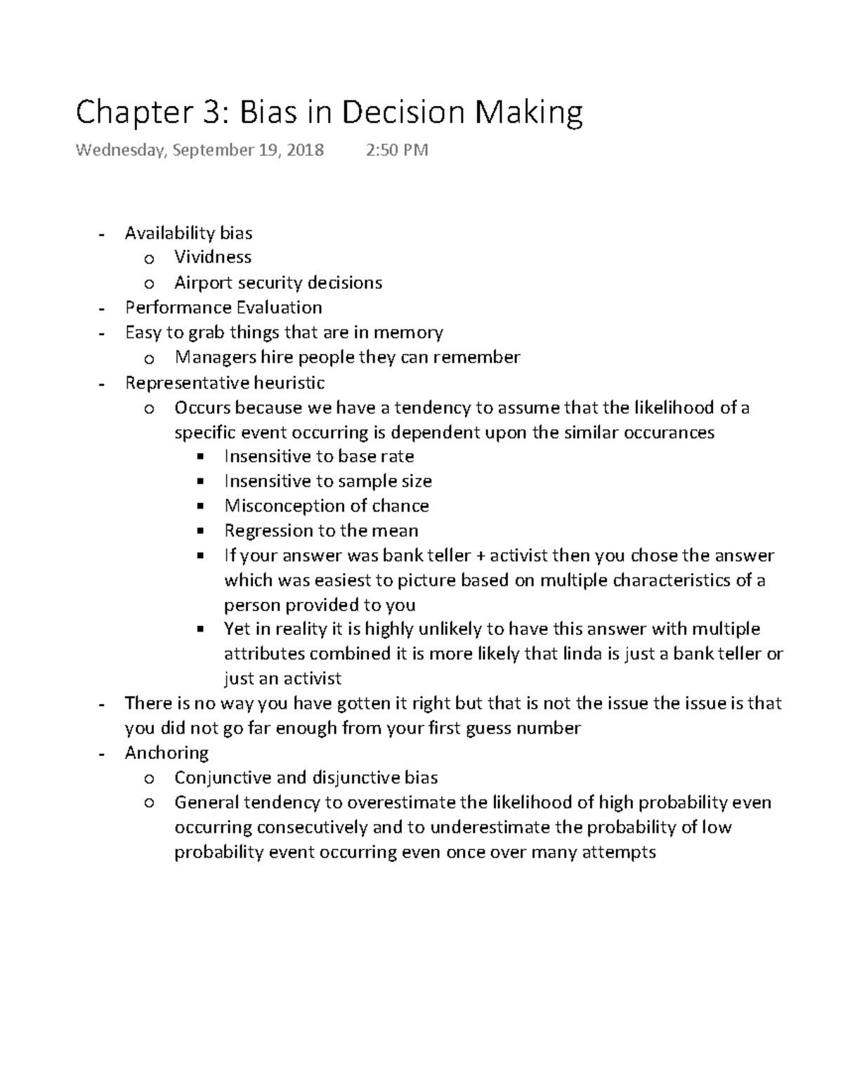 Chapter 3 Bias in Decision Making - Chapter 3: Bias in Decision Making ...