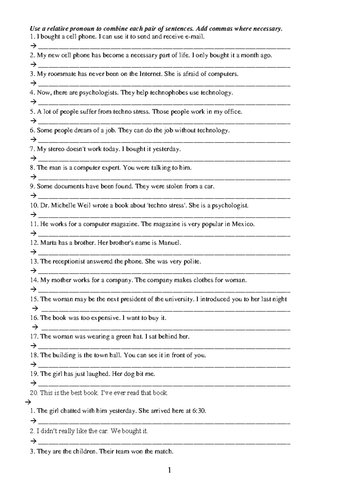 Relative Pronouns and Reported Speech Exercises (ENG 101) - Studocu