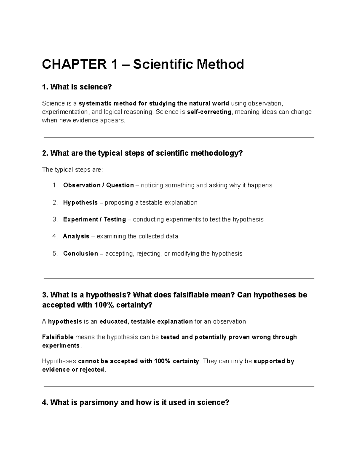CHAPTER 1 & 3 - Scientific Method and Properties of Water - Studocu